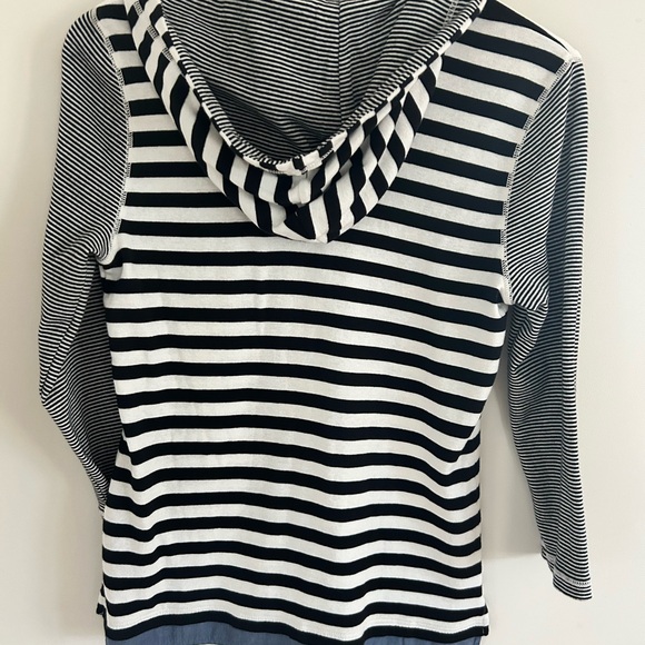 Lauren Ralph Lauren Hoodie Womes Medium White Striped LRL Sweatshirt Long Sleeve - Picture 7 of 8